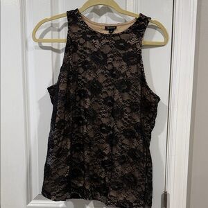 Torrid Black and Tan Lace Tank Top